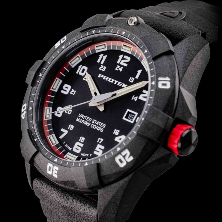 ProTek Carbon USMC Series Dive Black Red - Watches.com - PT1012