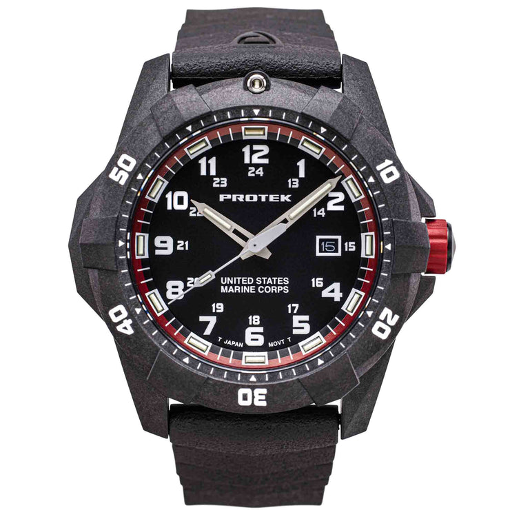 ProTek Carbon USMC Series Dive Black Red - Watches.com - PT1012