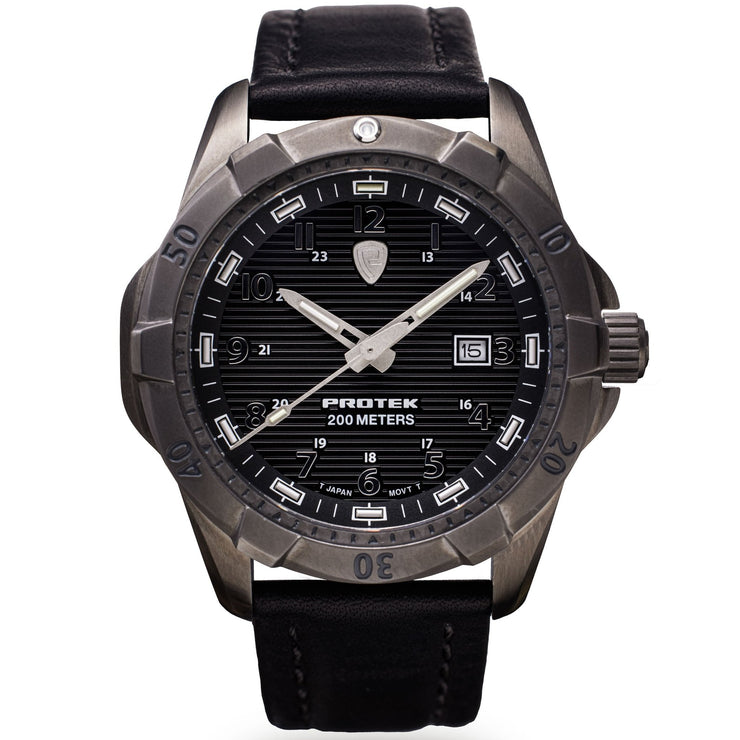 ProTek Steel Dive 2000 Series Tritium Black Gunmetal - Watches.com - PT2002