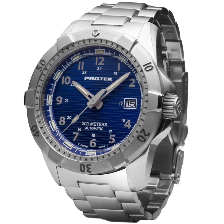 ProTek Steel Dive PT2203BR Automatic SS Blue - Watches.com - PT2203BR