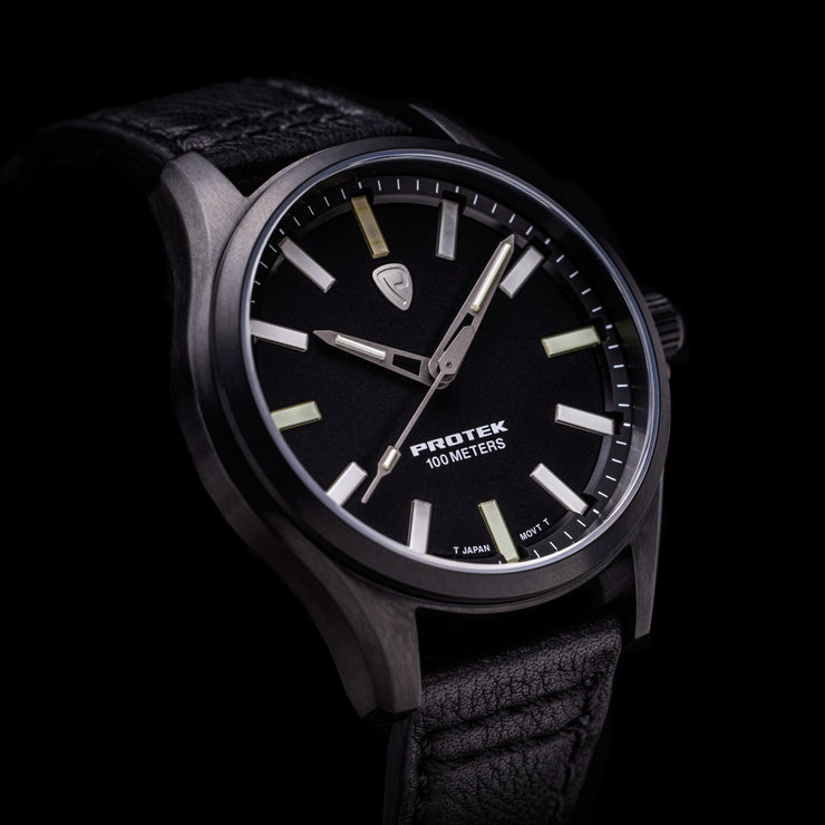 ProTek Titanium Field 3000 Series Tritium Black - Watches.com - PT3002