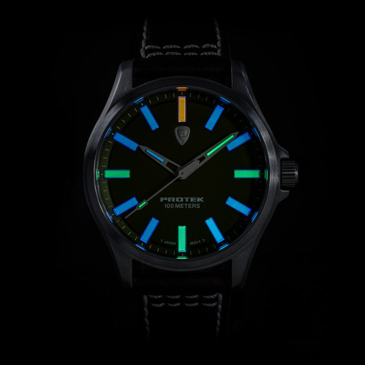 ProTek Titanium Field 3000 Series Tritium Black - Watches.com - PT3002