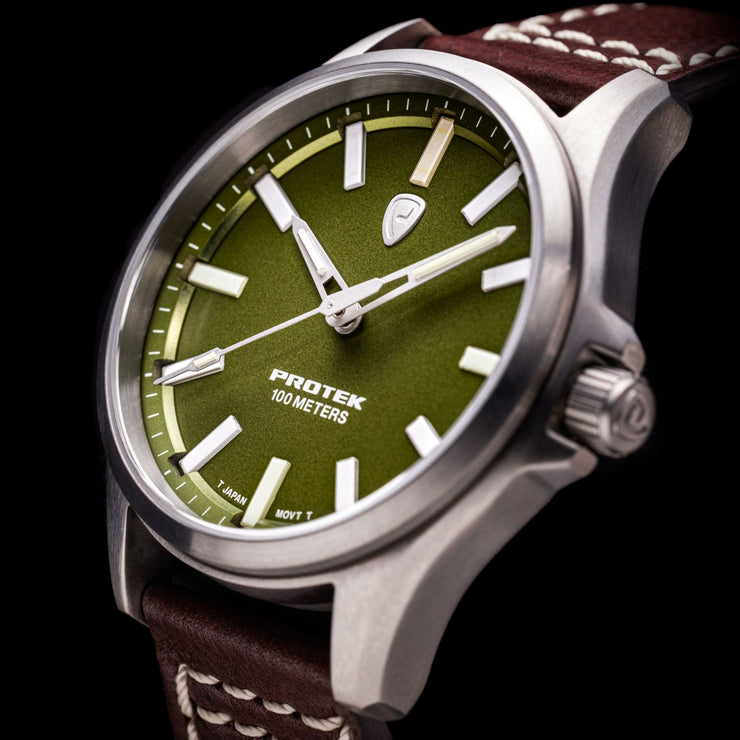 ProTek Titanium Field 3000 Series Tritium Green - Watches.com - PT3005