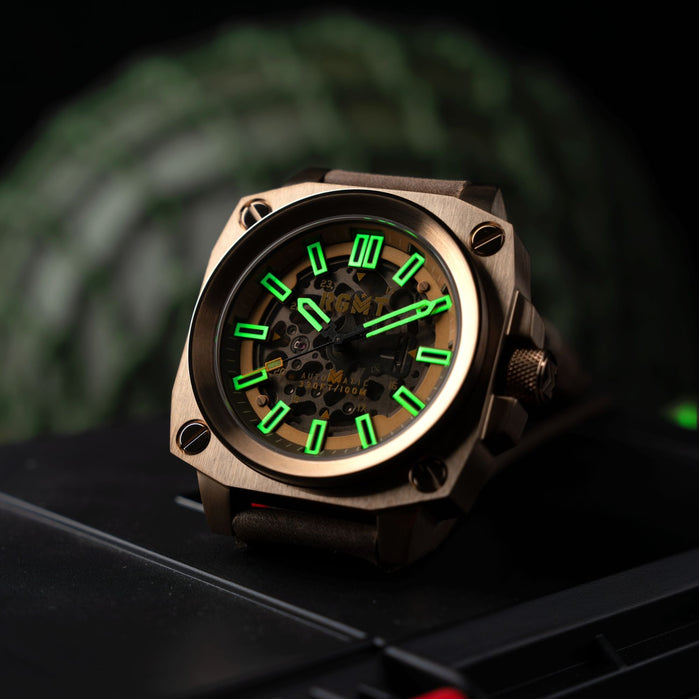 RGMT Altimeter Skeleton Automatic Khaki Brown angled shot picture