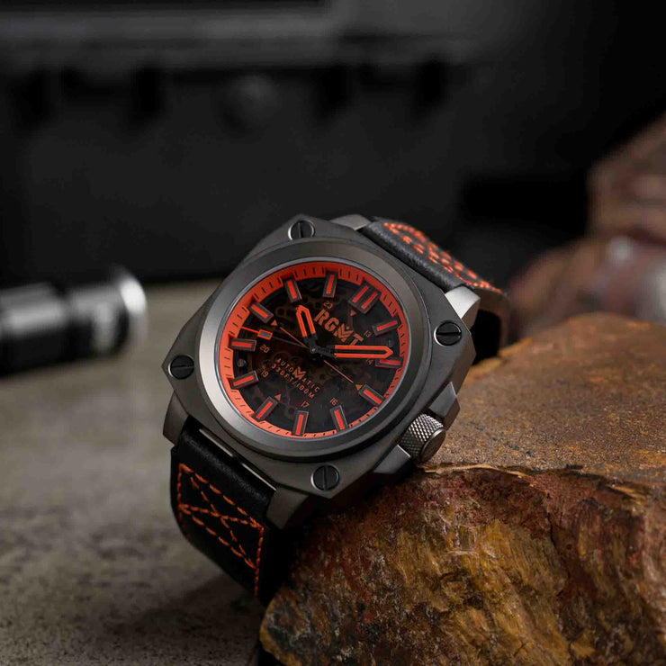 RGMT Altimeter Skeleton Automatic Orange Grey - Watches.com - RG - 8033 - 05