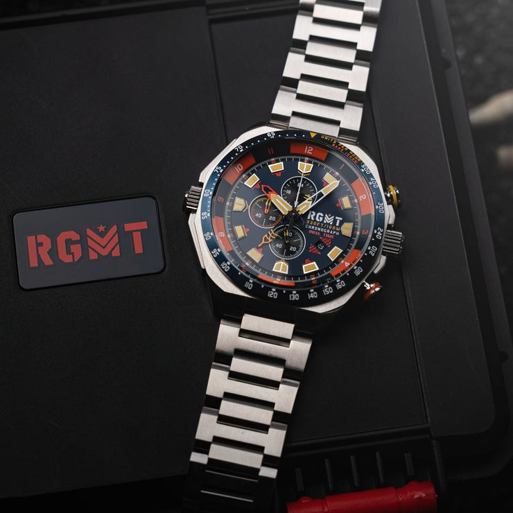 RGMT Capricorn Dual Time Chronograph Chequered Blue - Watches.com - RG - 8061 - 33