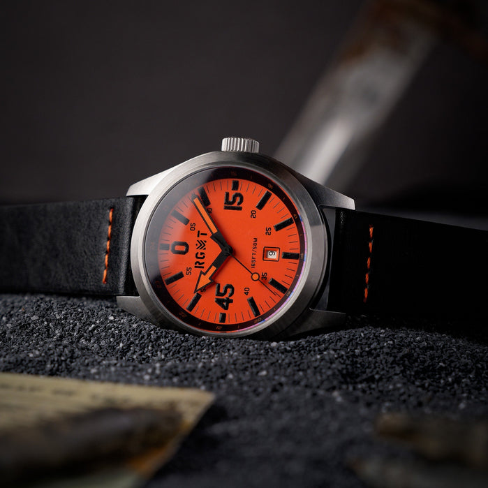 RGMT Locust Compass Japan Quartz Orange angled shot picture