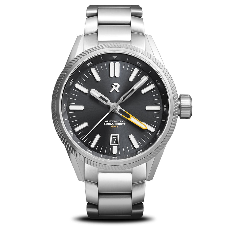 RZE Fortitude Automatic GMT - S Silver Sunburst - Watches.com - 