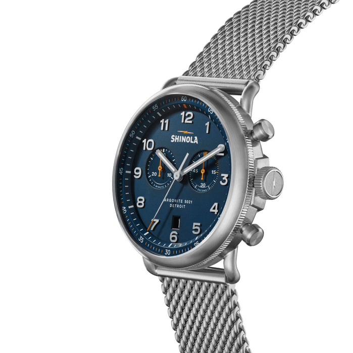 Shinola Canfield Chrono Model C56 43mm All Blue angled shot picture