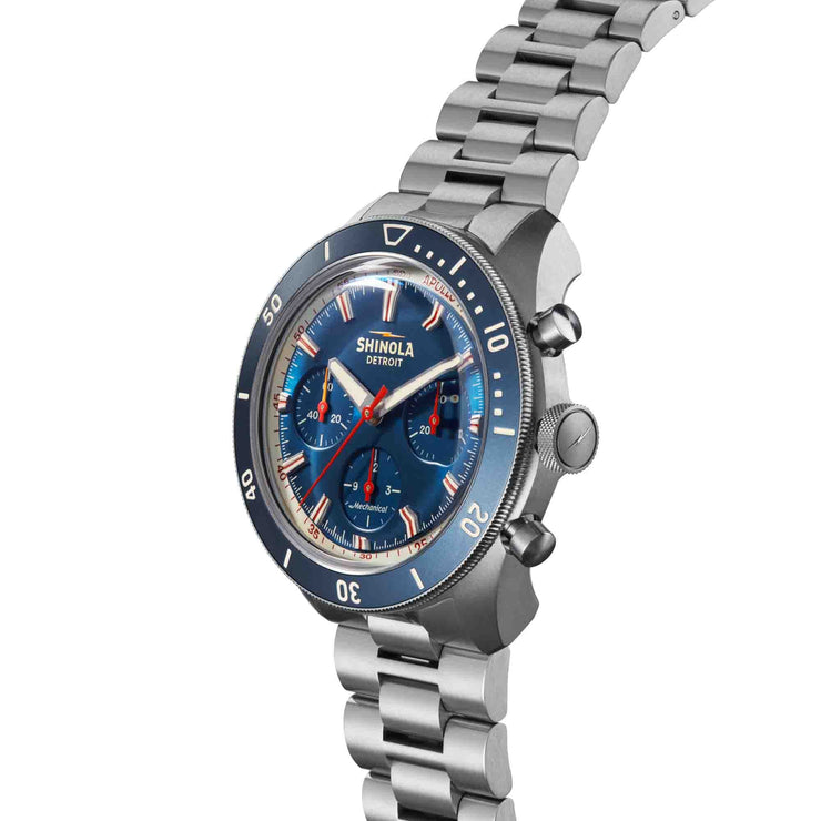 Shinola Mooncraft Monster Mechanical Chrono 43mm Sea Blue SS Limited Edition - Watches.com - S0120279028