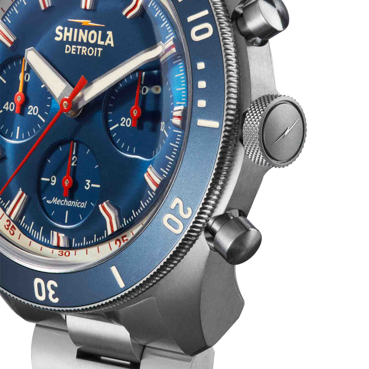 Shinola Mooncraft Monster Mechanical Chrono 43mm Sea Blue SS Limited Edition - Watches.com - S0120279028