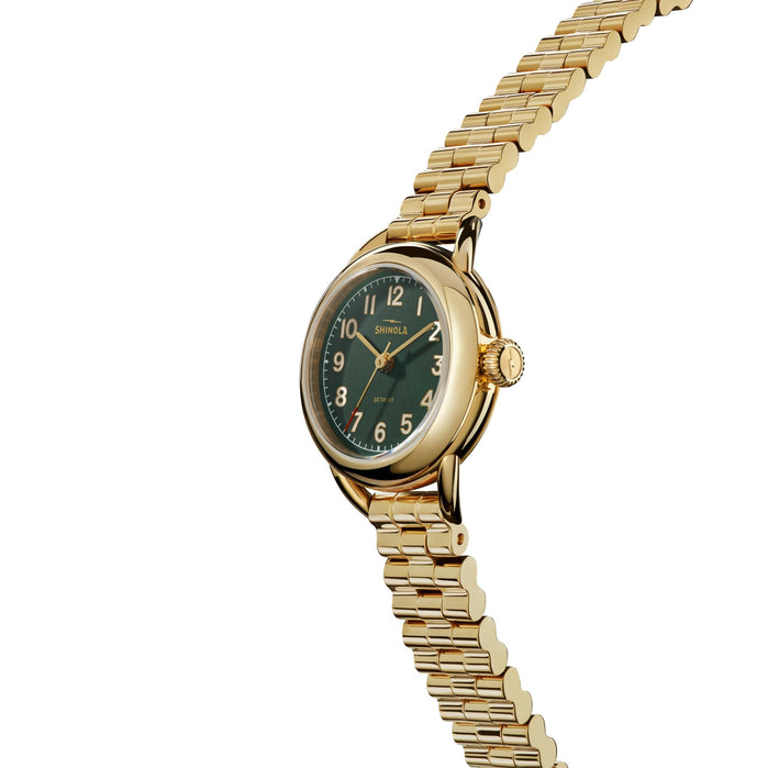 Shinola Runabout 25mm Gold Forest Green angled shot picture