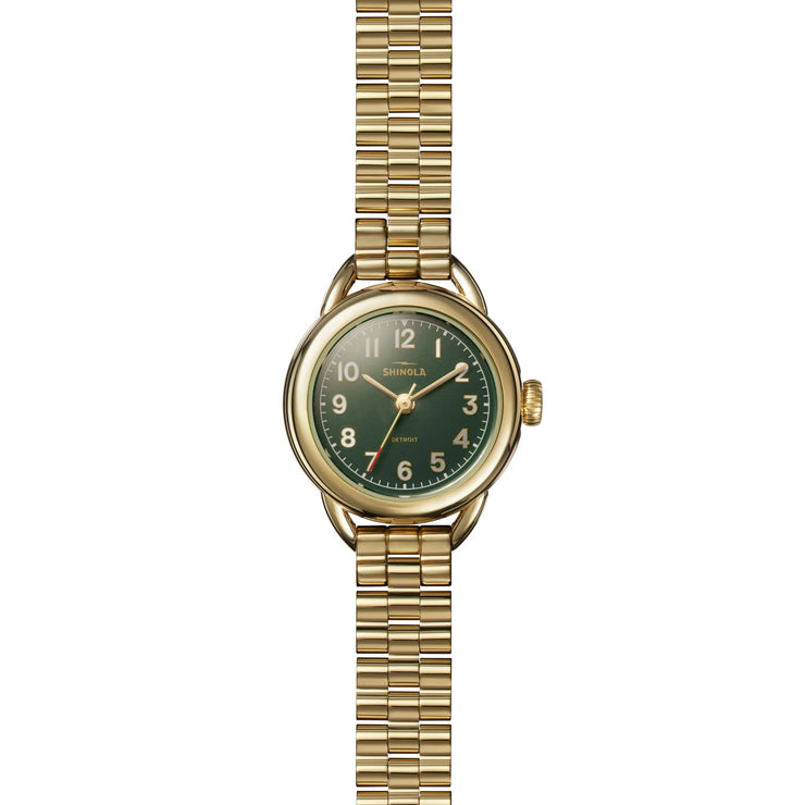 Shinola Runabout 25mm Gold Forest Green - Watches.com - S0120291087