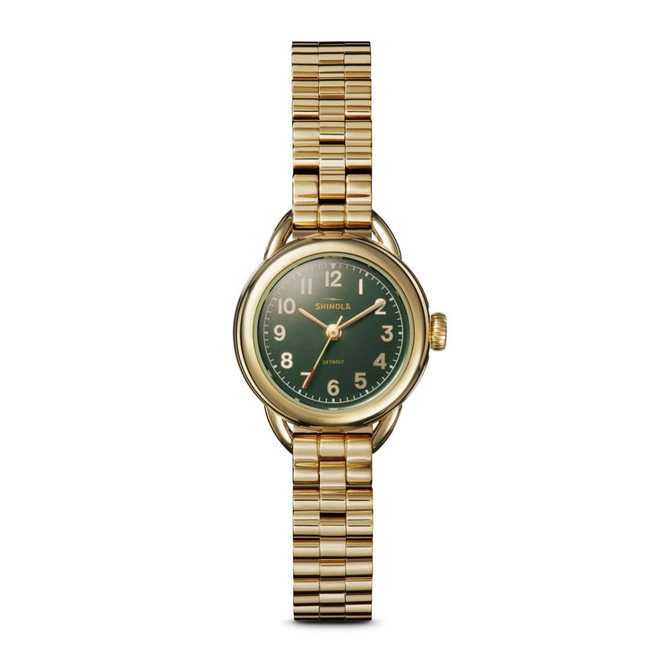 Shinola Runabout 25mm Gold Forest Green - Watches.com - S0120291087