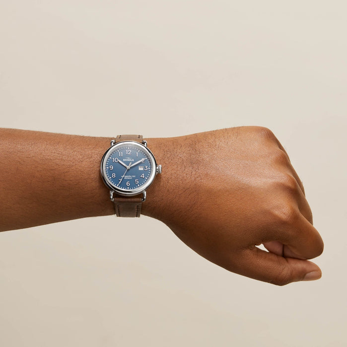 Shinola Runwell 41mm Blue Brown angled shot picture