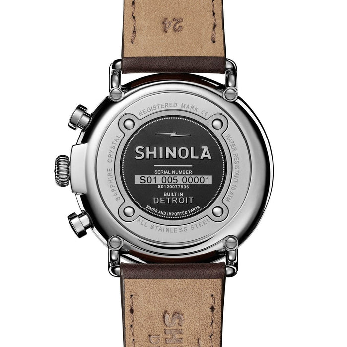 Shinola Runwell Chrono 47mm Silver Brown angled shot picture