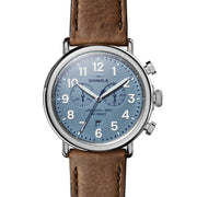 Shinola Runwell Chrono 47mm Slate Blue Brown - Watches.com - S0120223879