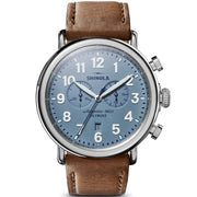 Shinola Runwell Chrono 47mm Slate Blue Brown - Watches.com - S0120223879