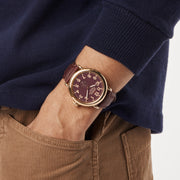 Shinola Runwell Sub Second 47mm Gold Oxblood Leather - Watches.com - S0120291088