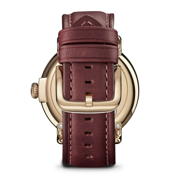 Shinola Runwell Sub Second 47mm Gold Oxblood Leather - Watches.com - S0120291088