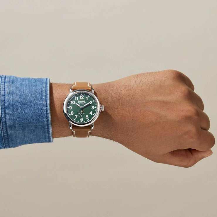 Shinola Runwell Subsecond 41mm Green Brown - Watches.com - S0110000026