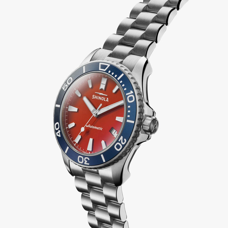 Shinola The Harbor Monster 43mm Automatic Red Blue - Watches.com - S0120183132