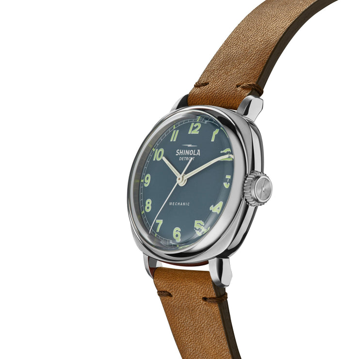 Shinola The Mechanic Hand Wind 39mm Blue - Watches.com - S0120273243