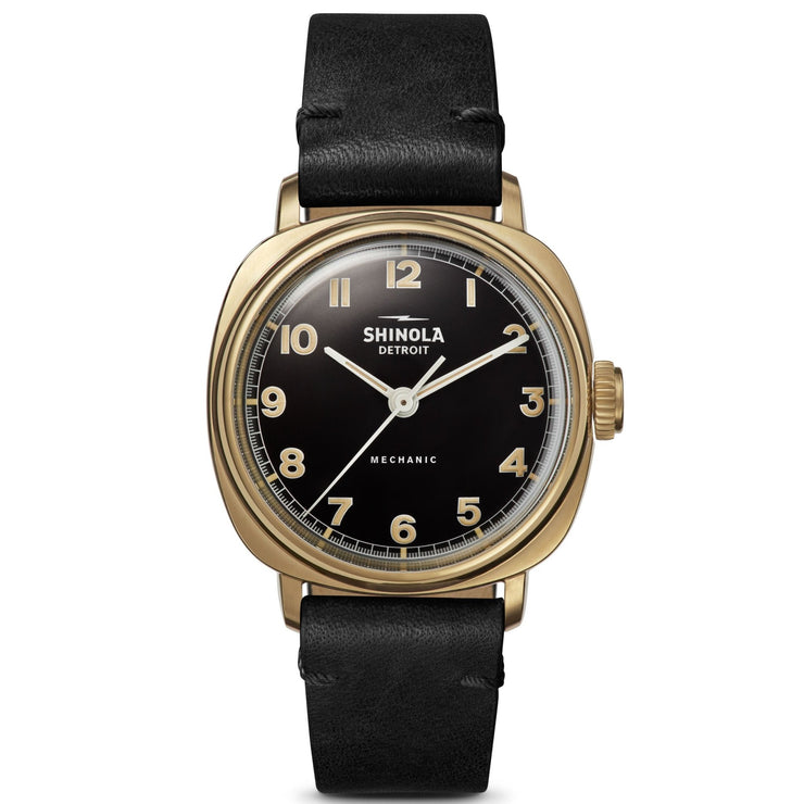 Shinola The Mechanic Hand Wind 39mm Khaki Black - Watches.com - S0120273242