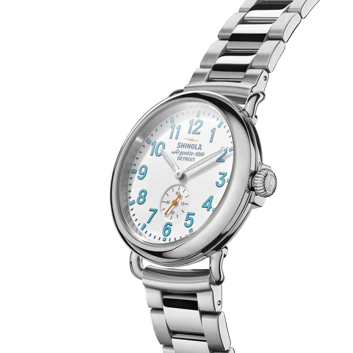 Shinola The Runwell 41mm White Light Blue angled shot picture