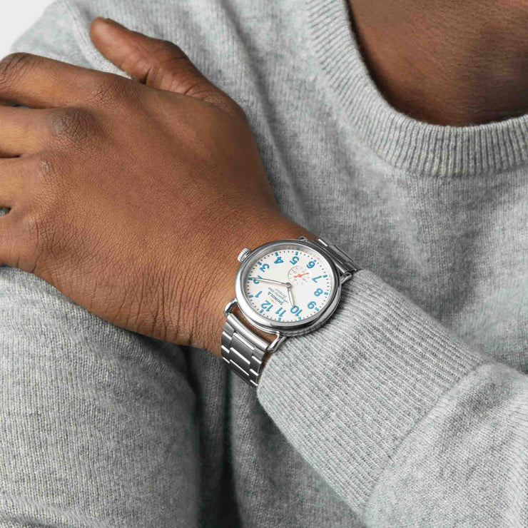 Shinola The Runwell 41mm White Light Blue - Watches.com - S0120282831