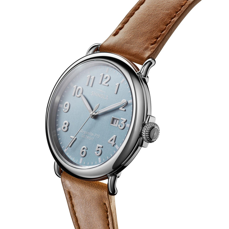 Shinola The Runwell 47mm Light Blue Brown - Watches.com - S0120183144