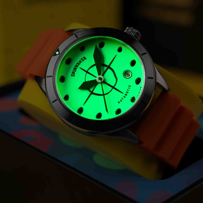 Spinnaker Cahill Automatic Spongebob Squarepants Timekeeper Foghorn Limited Edition angled shot picture