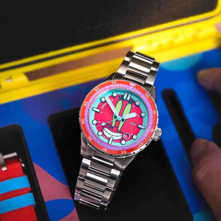 Spinnaker Hass Automatic X Spongebob Squarepants 25th Anniversary Mr Krabs Red Limited Edition - Watches.com - SP - 5138 - 44