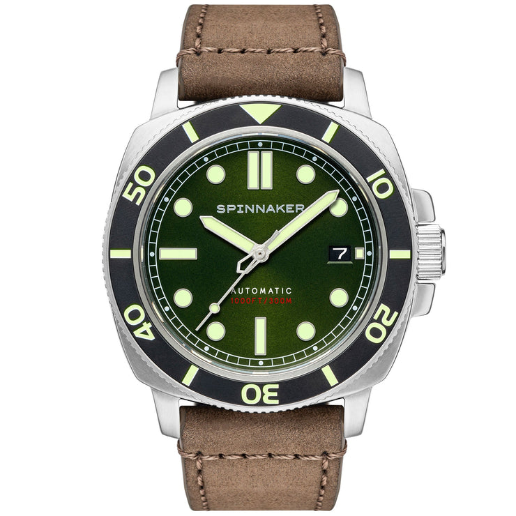 Spinnaker Hull Automatic Alligator Green - Watches.com - SP - 5088 - 03