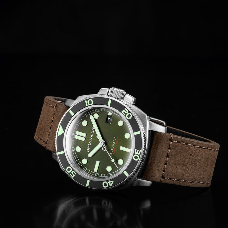 Spinnaker Hull Automatic Alligator Green - Watches.com - SP - 5088 - 03