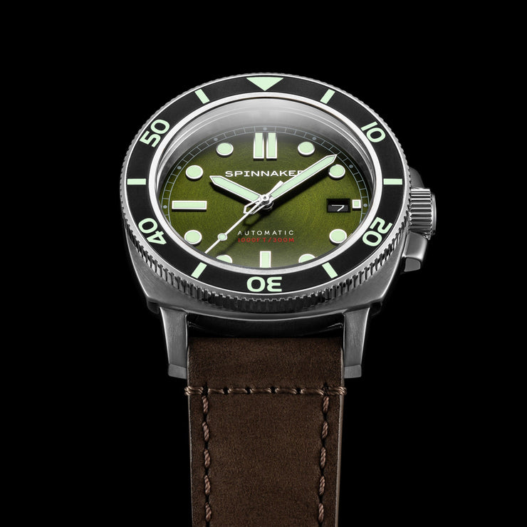 Spinnaker Hull Automatic Alligator Green - Watches.com - SP - 5088 - 03