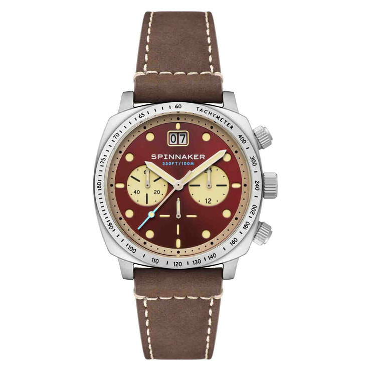 Spinnaker Hull Chronograph Burnt Maroon - Watches.com - SP - 5068 - 05