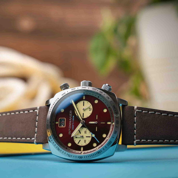 Spinnaker Hull Chronograph Burnt Maroon - Watches.com - SP - 5068 - 05