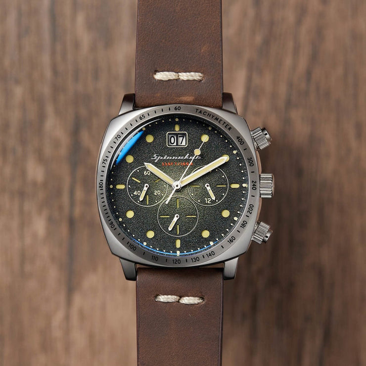 Spinnaker Hull Chronograph Green Brown - Watches.com - SP - 5068 - 02