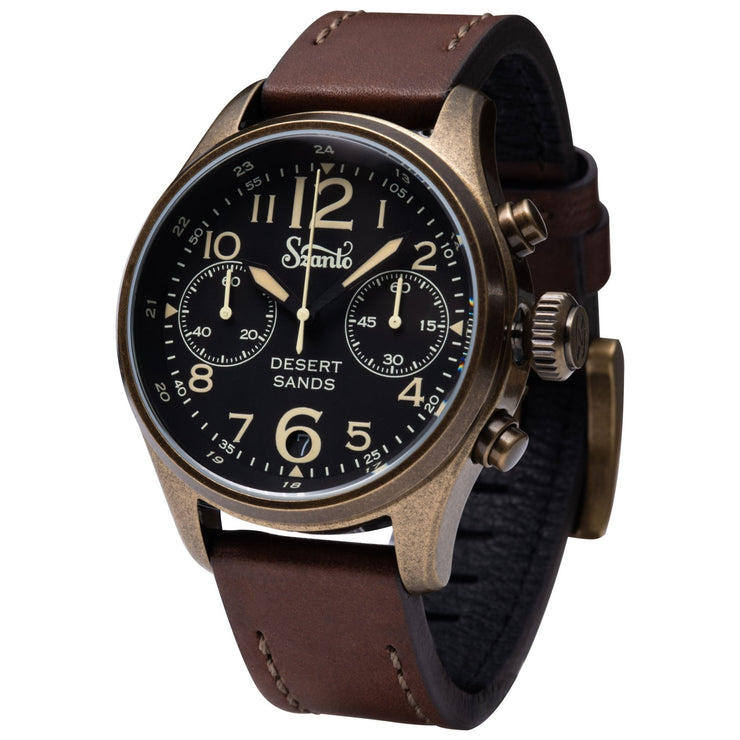 Szanto Desert Sands Antique Gold Black Brown - Watches.com - SZ4552