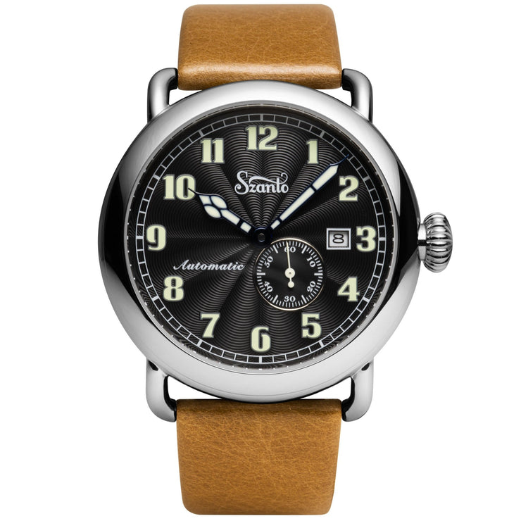 Szanto Officer's Classic Automatic Black Tan - Watches.com - SZ6302