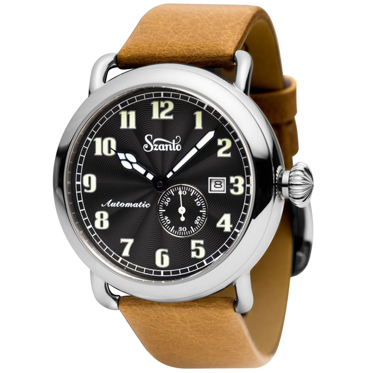 Szanto Officer's Classic Automatic Black Tan - Watches.com - SZ6302