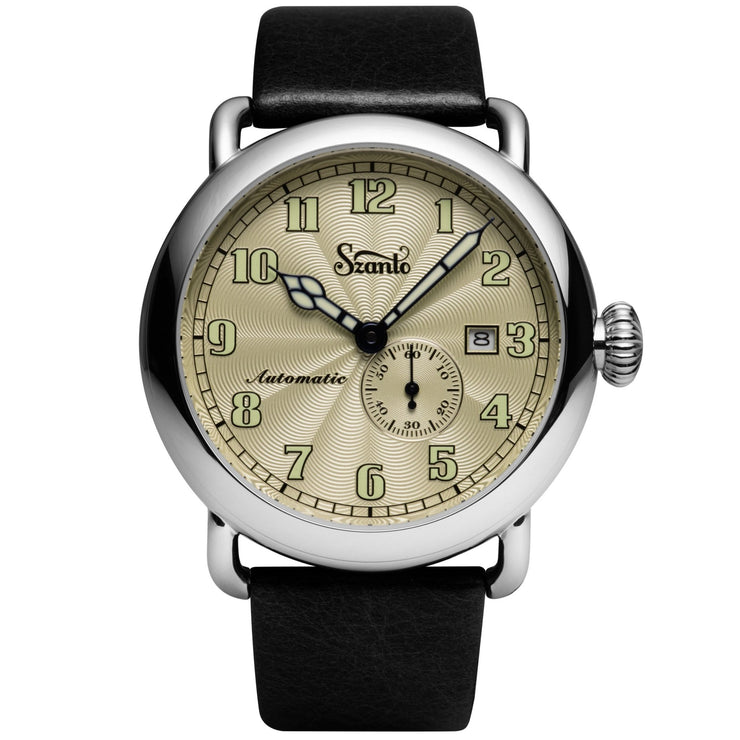 Szanto Officer's Classic Automatic Ivory Black - Watches.com - SZ6305