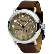 Szanto Officer's Classic Automatic Silver Brown - Watches.com - SZ6304