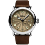 Szanto Officer's Classic Automatic Silver Brown - Watches.com - SZ6304