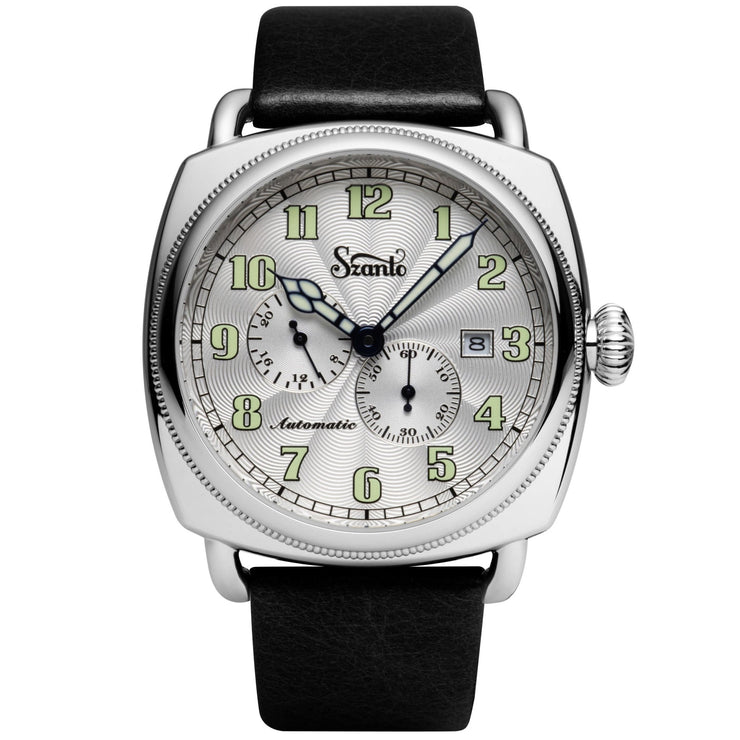 Szanto Officer's Coin Cushion Automatic All Silver - Watches.com - SZ6202