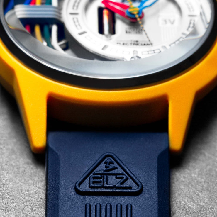 The Electricianz Cable Z 45mm Yellow Blue Rubber - Watches.com - ZZ - A1A/02 - CRB