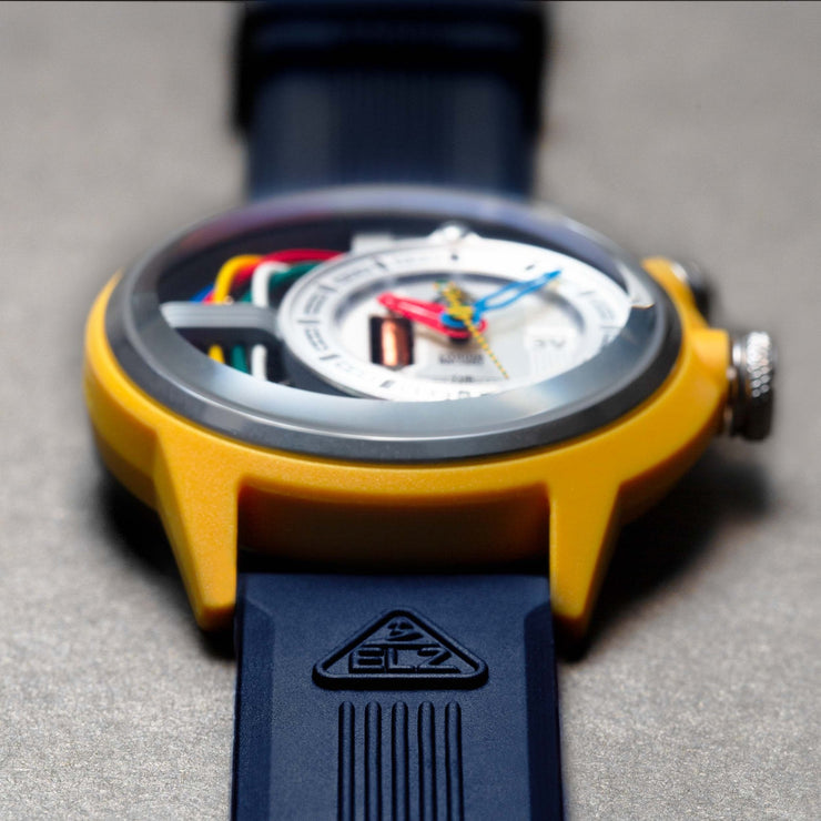 The Electricianz Cable Z 45mm Yellow Blue Rubber - Watches.com - ZZ - A1A/02 - CRB