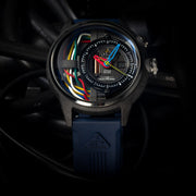 The Electricianz Carbon Z Black 45mm Blue Rubber - Watches.com - ZZ - A1A/03 - CRB