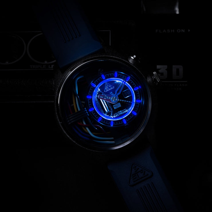 The Electricianz Carbon Z Black 45mm Blue Rubber - Watches.com - ZZ - A1A/03 - CRB